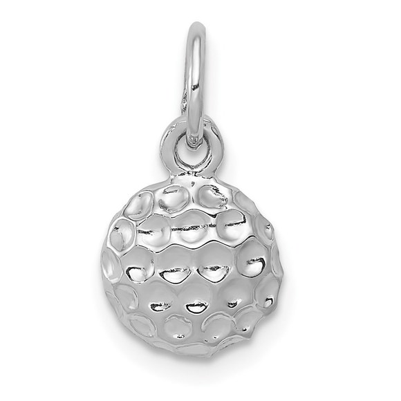 14k White Gold Sports Golf Ball Necklace Charm Pendant